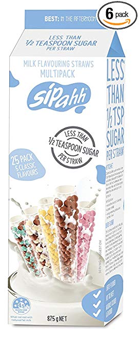 Sipahh Milk Flavoring Straw - 25 Pack x 6 Pack =(Total 150 Pack)