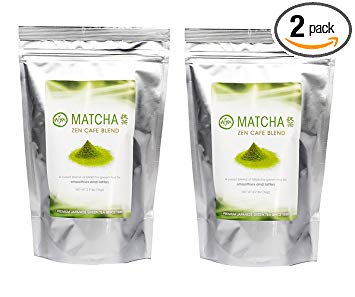 Aiya Matcha Zen Café Blend, Green Tea Matcha Latte Mix, 1 KG (2.2 Pound), (2 Packs)