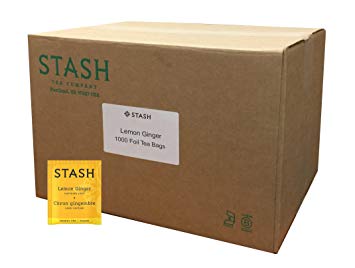 Stash Tea Lemon Ginger Herbal Tea 1000 Count Box of Tea Bags Individually Wrapped in Foil, Premium...