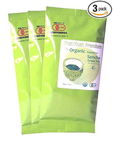 Organic Japanese Sencha loose green tea E - First Flush Premium from Kagoshima 100g (3.52oz) x 3...