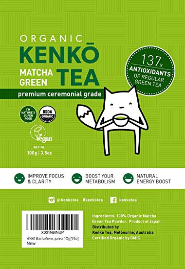 KENKO Matcha Green Tea Powder [USDA Organic] Ceremonial Grade - Japanese 100g [3.5oz]