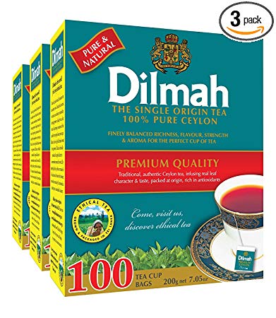 Dilmah Premium 100% Pure Ceylon Tea, 100-Count Tea Bags (Pack of 3) x 3 (Total = 9 Packs)