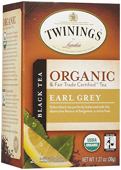 Twinings Earl Grey Organic Tea, 20 ct Tea Bags, 6 pk