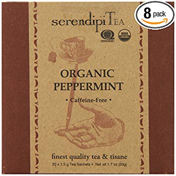 SerendipiTea Organic Tea Peppermint, 20 Count, 1.1 Oz, (Pack of 8)
