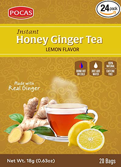 Pocas Honey Ginger Tea, Lemon, 360 Gram (Pack of 24)