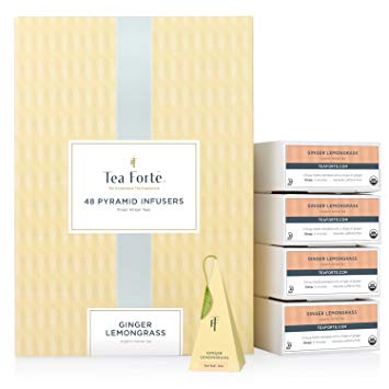 Tea Forte Ginger Lemongrass EVENT BOX Bulk Pack, 48 Handcrafted Herbal Tea Pyramid Infuser Bags