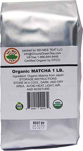 SEI MEE TEA Organic Matcha Green Tea Powder Bulk Pack (1 lb (453g))