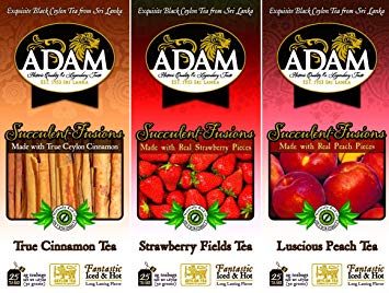 Adam Tea Variety Pack, Cinnamon/Strawberry/Peach