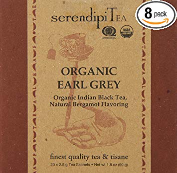 SerendipiTea Organic Tea Earl Grey, 20 Count (Pack of 8)