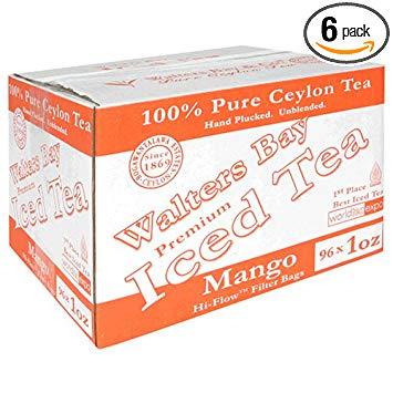 Walters Bay & Company, Pure Ceylon Premium Iced Tea, Mango Flavored, 96-Count, 1-Ounce Pouches