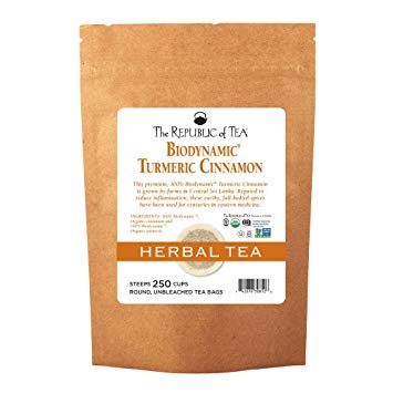 The Republic Of Tea Biodynamic Turmeric Cinnamon Herbal Tea, 250 Tea Bags, Premium 100%...