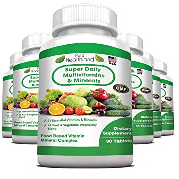 FOOD BASED Super Daily Multivitamin Supplement Tablets For Adult Men Women Seniors With 42...