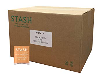 Stash Tea Decaf Vanilla Chai Black Tea, 1000 Tea Bags in 8.8 Pound Box