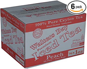 Walters Bay & Company, Pure Ceylon Premium Iced Tea, Peach Flavored, 96-Count, 1-Ounce Pouches