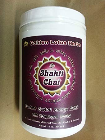 Golden Lotus Herbs Chai Tea (Shakti Chai Decaf with Adaptogens & Raw Cacao, 16 oz (2 pack))