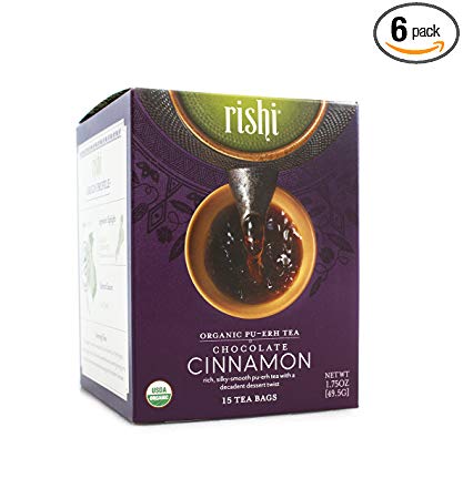 Rishi Tea Organic Chocolate Cinnamon Tea Bags, 15 Count (Pack of 6)