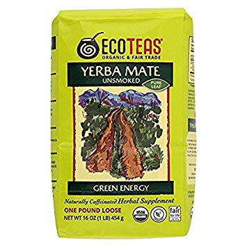 ECOTEAS Organic Yerba Mate - Pure Leaf 1 Pound (Pack of 6)