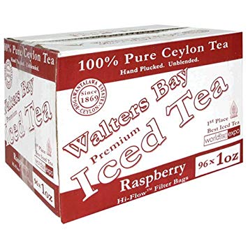Walters Bay & Company, Pure Ceylon Premium Iced Tea, Raspberry Flavored, 96-Count, 1-Ounce Pouches