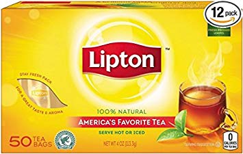 Lipton 100% Natural Tea bags, 50 count ( Case of 12 )