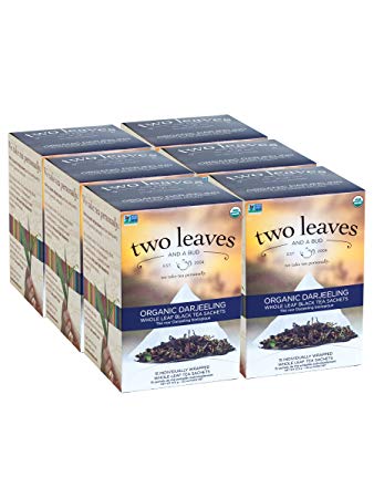 Two Leaves and a Bud Organic Darjeeling Black Tea, 15 Count (Pack of 6)