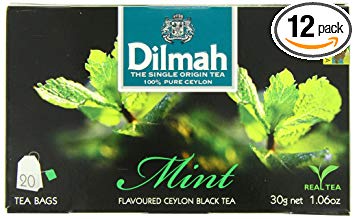 Dilmah Fun Teas String and Tag, Mint Flavored Black, 20 Count (Pack of 12)