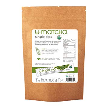 The Republic Of Tea Organic U-Matcha Single Sips, 50 Single Servings Of Premium Instant Matcha