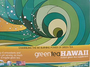 Green Tea Hawaii (Rasberry Lemonade) Powder with Noni, 60 Packets, 540 mg of Antioxidants/Polyphenols,...